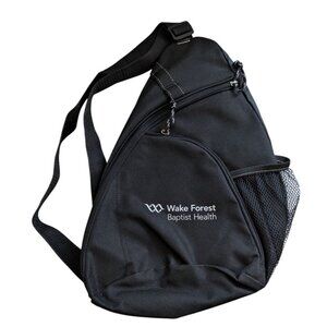 Wake Forest Baptist Health Black Sling Backpack Adjustable Strap Bottle Pocket